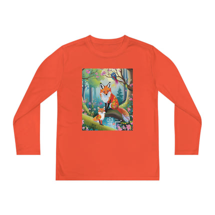 Mischievous Fox Youth Long Sleeve Competitor Tee – Woodland Fun & Storybook Adventure