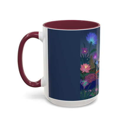 Moonlit Incense Ceremony Colorful Mugs – Art Deco Meditation Garden