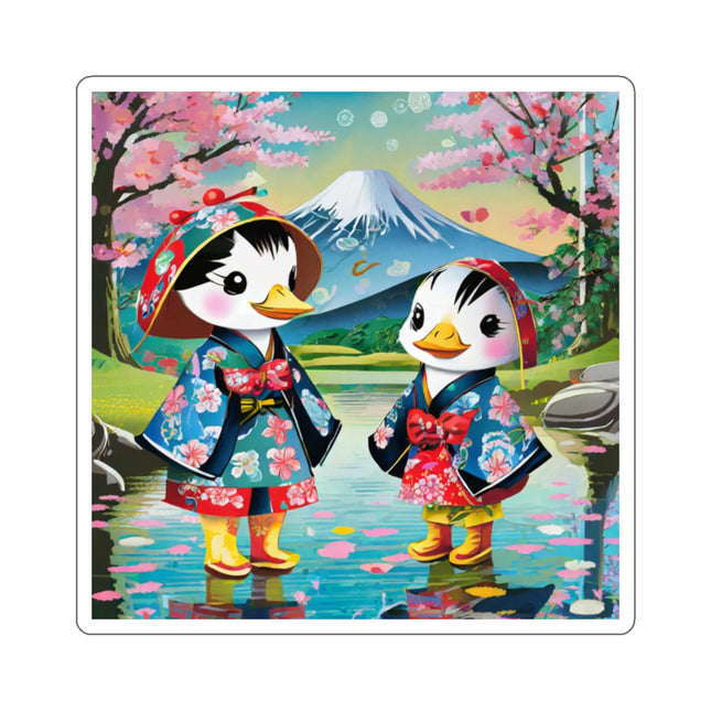 Rainy Day Ducks Kiss-Cut Stickers (4 Sizes)