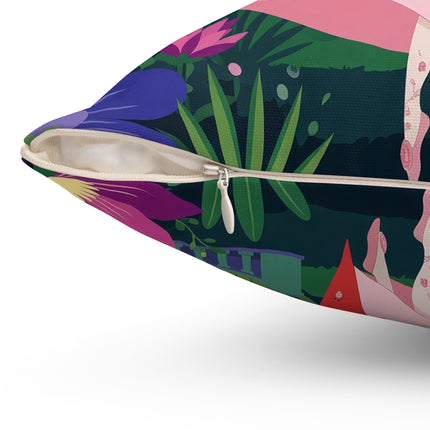 🌺✨ The Lady Of The Starlit Enchanted Garden Square Pillow – Art Deco Floral Fantasy