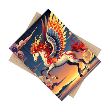 Flame-Winged Horse at Sunset Ceramic Tile