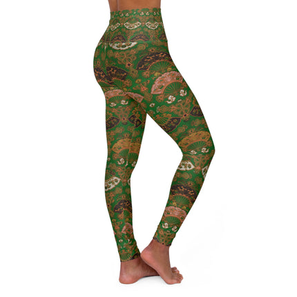 Japanese Fan Pattern by G.A. Audsley High Waisted Yoga Leggings (AOP)