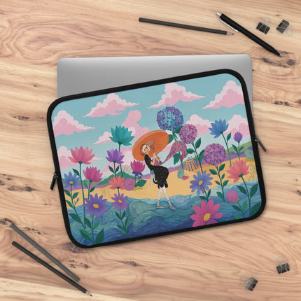 🌸☂️ The Lady With The Orange Parasol Laptop Sleeve – Art Deco Garden Fantasy
