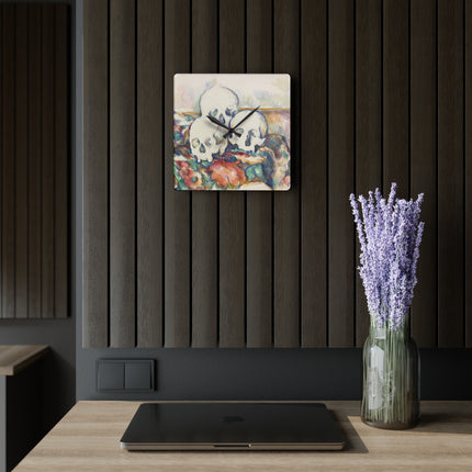 The Three Skulls by Paul Cézanne Acrylic Wall Clock, Round and Square
