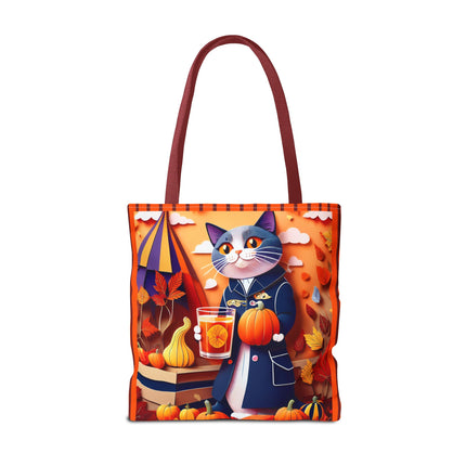 British Shorthair at an Autumn Market Tote Bag (AOP)