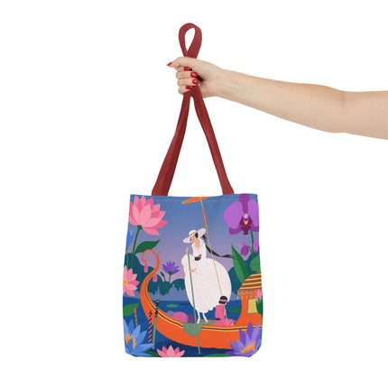 🪷🛶 The Lady Of The Lotus Garden Gondola Tote Bag – Art Deco Floral Adventure