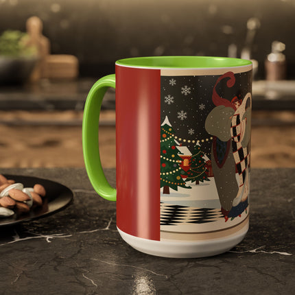 ❄️✨ The Winter Couture Promenade Colorful Mug – Art Deco Holiday Elegance