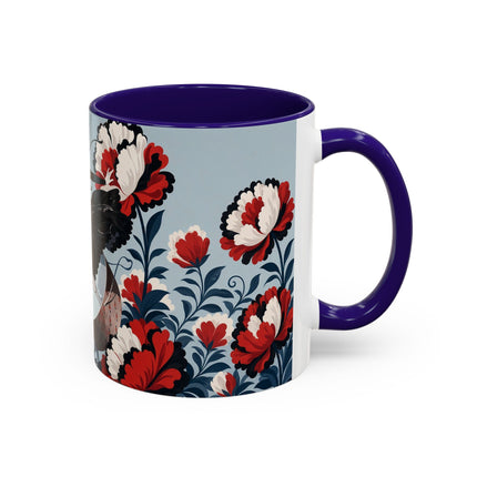 ❤️🌺 The Scarlet Blossom Dancer Colorful Mug – Art Deco Fashion Whimsy