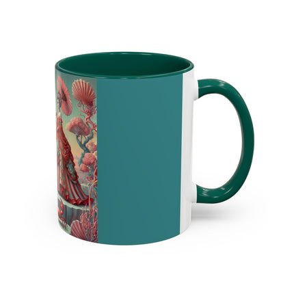 Cherry Blossom Courtesans & Crimson Crab Colorful Mug – Imperial Elegance & Playful Charm