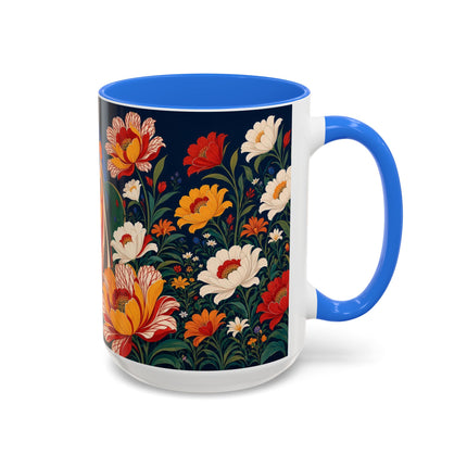 🌺🐦 The Enchanted Birdcage Garden Colorful Mug – Art Deco Floral Fantasy