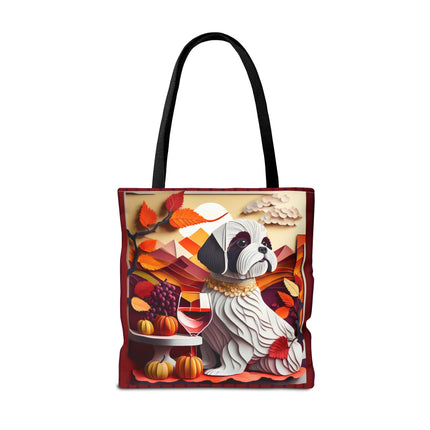 Shih Tzu at an Autumn Wine Tasting Tote Bag (AOP)