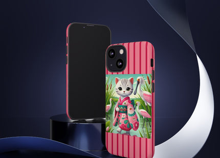 Geisha Kitten Strolls Among the Spoonbills Phone Cases