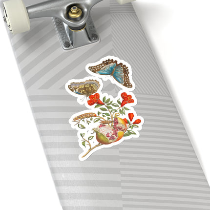 Blue Butterflies and Pomegranate by Maria Sibylla Merian Kiss-Cut Stickers (4 Sizes)
