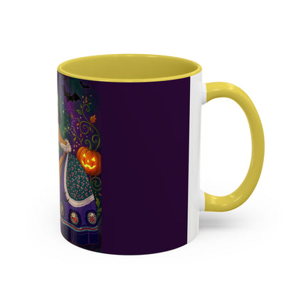 🎭🎃 The Masquerade Beneath The Pumpkin Lantern Colorful Mug – Theatrical Halloween Charm