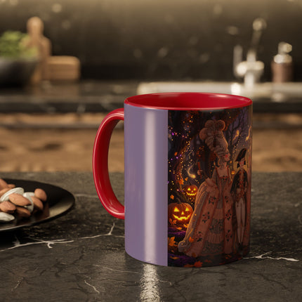 🎃🌙 The Midnight Court Of Pumpkin Grove Colorful Mug – Elegant Halloween Masquerade