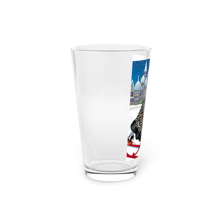 Elegant Winter Woman in Sleigh Glass, 16oz