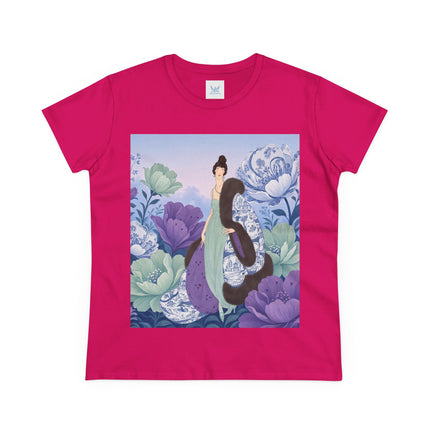 💜🌸 The Lavender Porcelain Garden Cotton Tee – Art Deco Fashion Elegance
