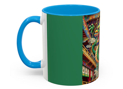 Tibetan Dragon Over Kabuki Duel Colorful Mugs (11oz, 15oz)