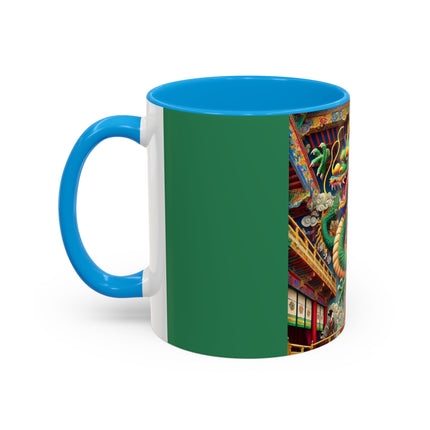 Tibetan Dragon Over Kabuki Duel Colorful Mugs (11oz, 15oz)