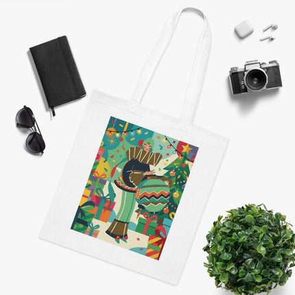🎄🎁 The Lady Of The Christmas Ornament Cotton Tote Bag – Art Deco Holiday Fantasy