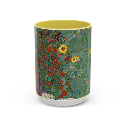 Farm Garden with Sunflowers by Gustav Klimt Colorful Mugs (11oz, 15oz)
