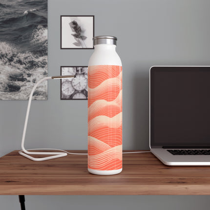Hues of Orange and Beige Wave Pattern Slim Water Bottle