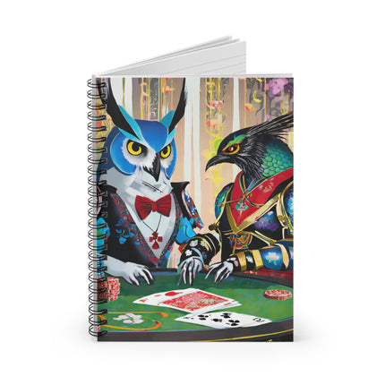 Cyberpunk Owl & Raven Spiral Notebook - Ruled Line