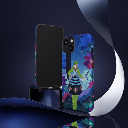 🌸🐦 The Lady Of The Midnight Bird Garden Phone Case – Art Deco Floral Fantasy