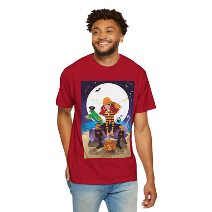 Moonlit Pirate Halloween Unisex Garment-Dyed T-shirt