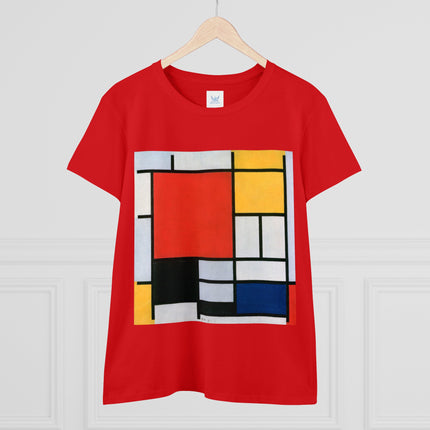 Composition with Red, Yellow, Blue, and Black by Piet Mondrian Women's Midweight Cotton Tee