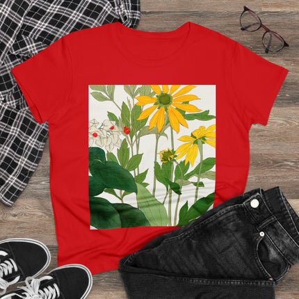 Clerodendrum & Rudbeckia Flower by Tanigami Kônan Women's Midweight Cotton Tee
