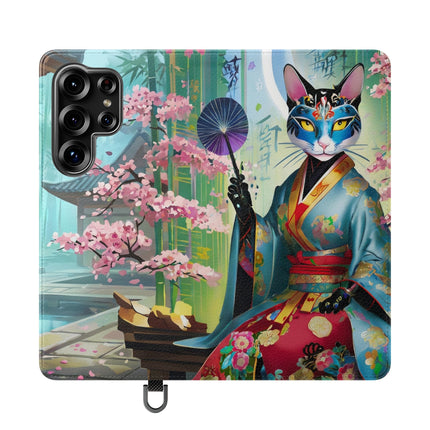 🌸✨ Cyberpunk Geisha Flip Case – Neon Elegance & Futuristic Grace