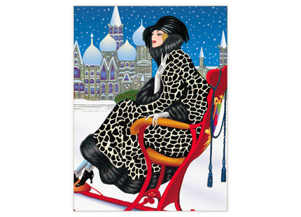 Elegant Winter Woman in Sleigh Ceramic Tile