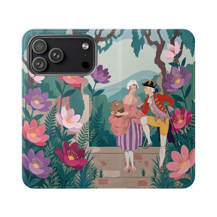 🌺🎭 The Garden Courtship Flip Case – Art Deco Floral Romance