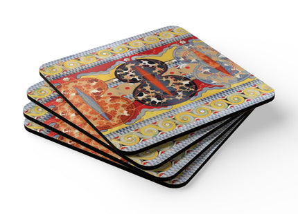 Reproduction of the Shield Frieze by Emile Gilliéron Corkwood Coaster Set