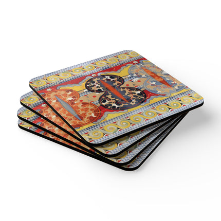 Reproduction of the Shield Frieze by Emile Gilliéron Corkwood Coaster Set