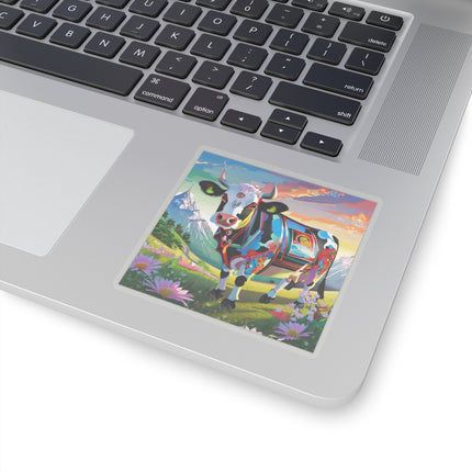 Cyber Glitch Cow Kiss-Cut Stickers (4 Sizes)