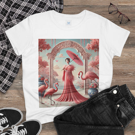 Petals, Porcelain, and Flamingos Cotton Tee