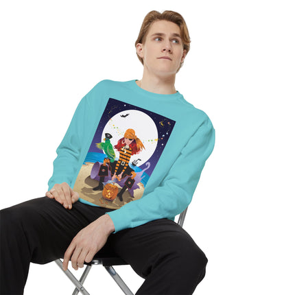 Moonlit Pirate Halloween Unisex Garment-Dyed Sweatshirt
