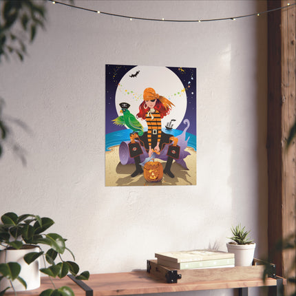 Moonlit Pirate Halloween Fine Art Posters