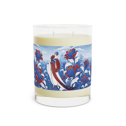 🌺💙 The Lady Of The Scarlet And Sapphire Garden Scented Candle – Art Deco Floral Elegance