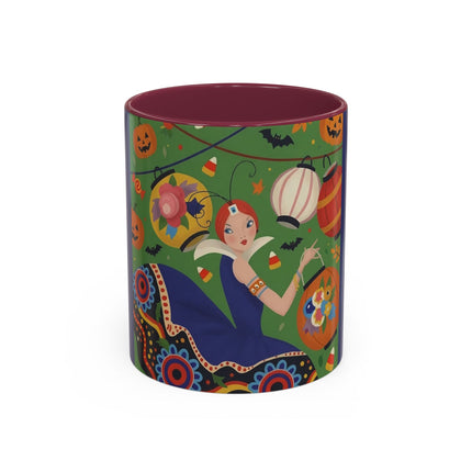 🏮🎃 The Lady Of Halloween Lanterns Colorful Mug – Colorful Art Deco Halloween Charm