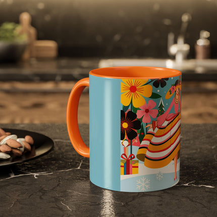 🌼🎄 The Christmas Blossom Belle Colorful Mug – Colorful Art Deco Holiday Fantasy
