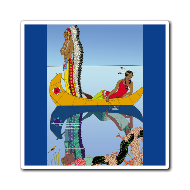 Le long du Missouri (Indian couple on the Missouri River) by George Barbier Magnets (3 Sizes)