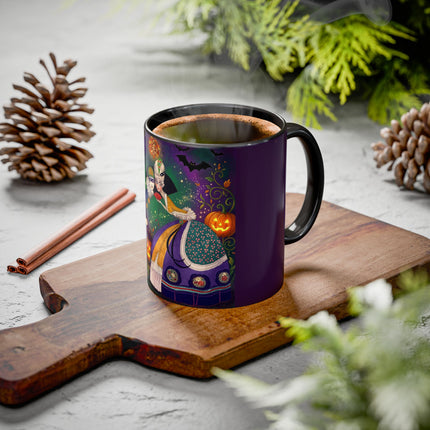 🎭🎃 The Masquerade Beneath The Pumpkin Lantern Colorful Mug – Theatrical Halloween Charm