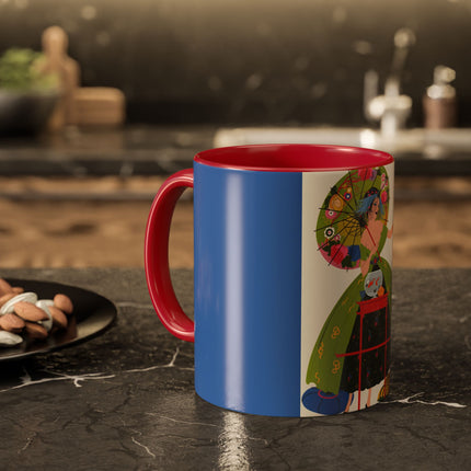 Lady with the Golden Fish Colorful Mugs – Whimsical Fashion & Playful Fantasy