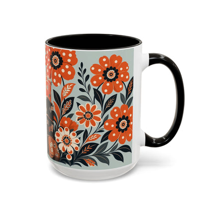 🧳🌼 The Grand Floral Voyage Colorful Mug – Art Deco Travel Elegance