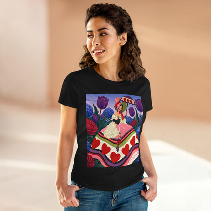 ❤️☂️ The Heart Parasol Promenade Cotton Tee – Art Deco Floral Romance