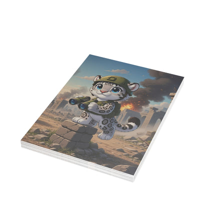 🐆🔭 The Little Ruins Scout Greeting Card – Whimsical Animal Adventure