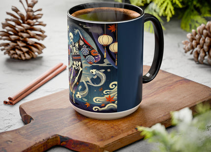 Skeleton Kabuki Performer Colorful Mugs (11oz, 15oz)